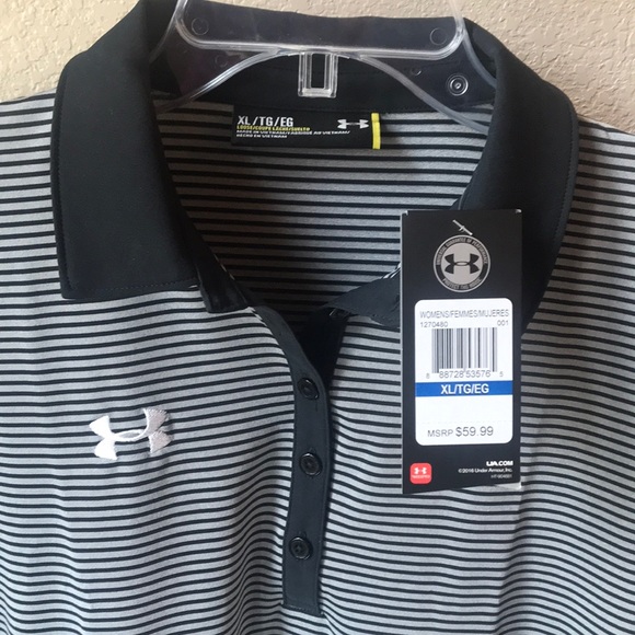 Under Armour Tops - Under Armour Women’s Clubhouse Polo Black Stripes Under Armour Tops - Under Armour Women’s Clubhouse Polo Black Stripes